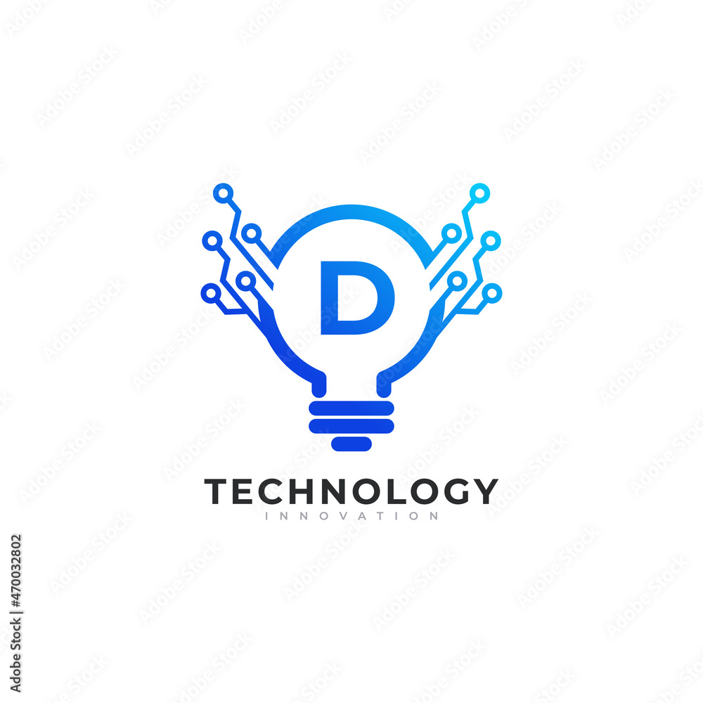 Letter D Inside Lamp Bulb Technology Innovation Logo Design Template Element Letter D Inside Lamp Bulb Technology Innovation Logo Design Template Element