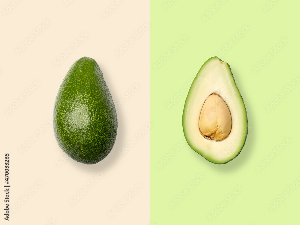 Layout of avocado. Creative food concept. Flat lay
