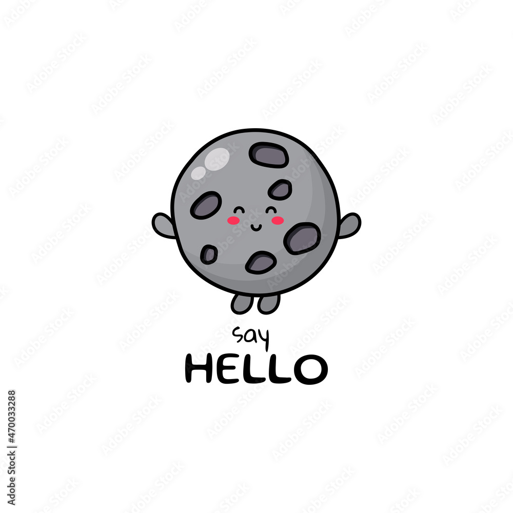 Cute funny moon character. Vector hand drawn cartoon mascot character illustration icon. Isolated on white background. Cute funny moon character. Vector hand drawn cartoon mascot character illustration icon. Isolated on white background.