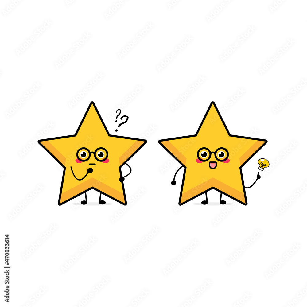 Cute funny star character. Vector hand drawn cartoon mascot character illustration icon. Isolated on white background. Cute funny star character. Vector hand drawn cartoon mascot character illustration icon. Isolated on white background.