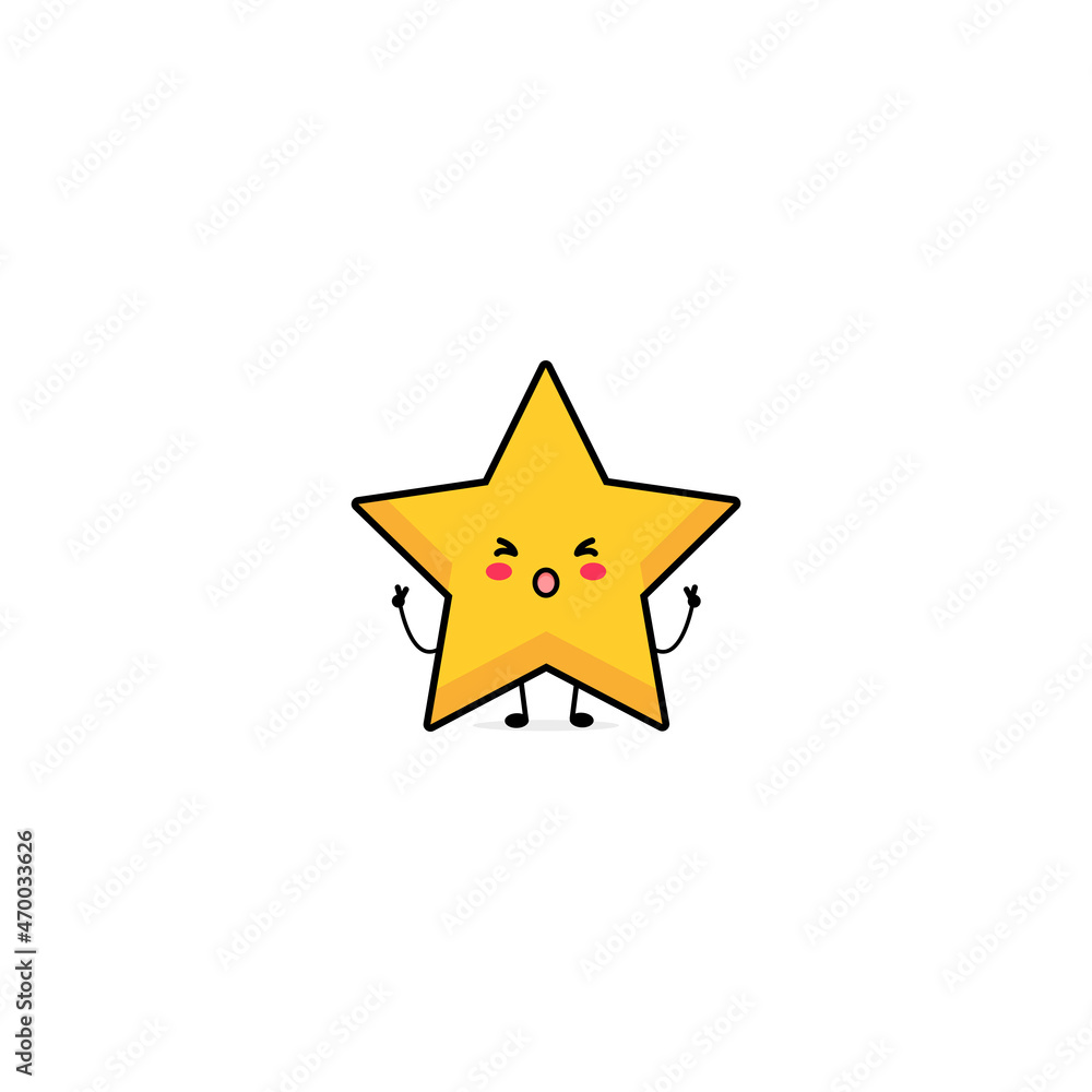 Cute funny star character. Vector hand drawn cartoon mascot character illustration icon. Isolated on white background. Cute funny star character. Vector hand drawn cartoon mascot character illustration icon. Isolated on white background.