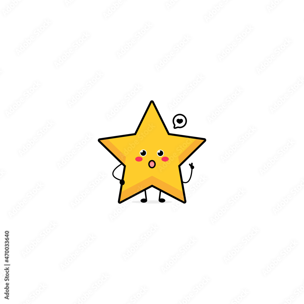 Cute funny star character. Vector hand drawn cartoon mascot character illustration icon. Isolated on white background. Cute funny star character. Vector hand drawn cartoon mascot character illustration icon. Isolated on white background.