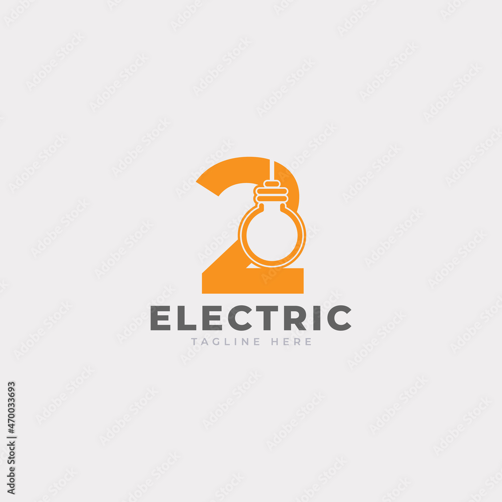 Modern Number 2 Smart Light Bulb Logo Design Vector Graphic Icon Template Modern Number 2 Smart Light Bulb Logo Design Vector Graphic Icon Template