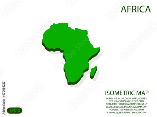 Green isometric map of Africa elements white background for concept map easy to edit and customize. eps 10