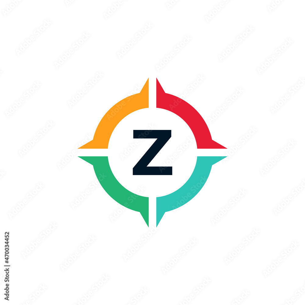 Colorful Letter Z Inside Compass Logo Design Template Element Colorful Letter Z Inside Compass Logo Design Template Element