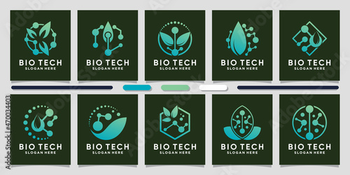 Set bundle of bio technology logo design with creative element Premium Vector