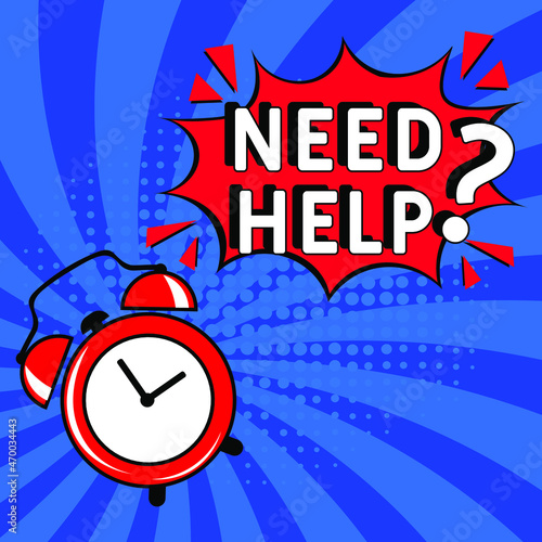 Need help? in comic pop art style. Need help? brainy game word. Comic book explosion with text Need help? Vector bright cartoon illustration in retro pop art style.