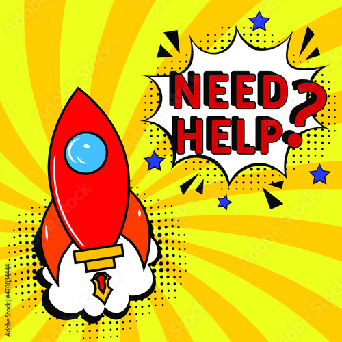Need help? in comic pop art style. Need help? brainy game word. Comic book explosion with text Need help? Vector bright cartoon illustration in retro pop art style. 