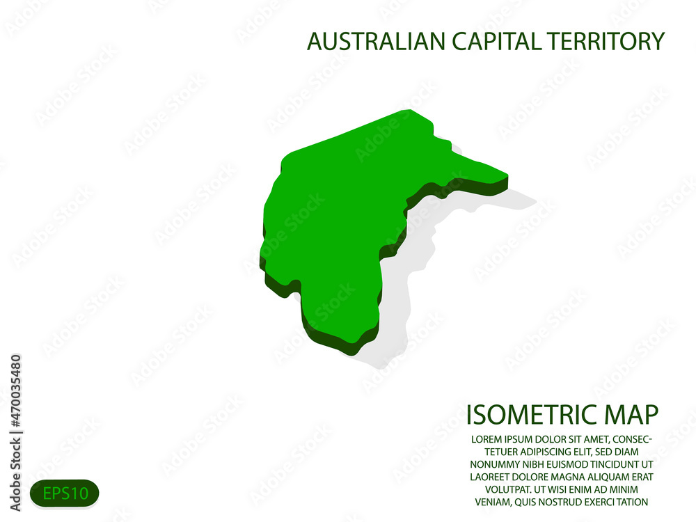 Green isometric map of Australian Capital Territory elements white