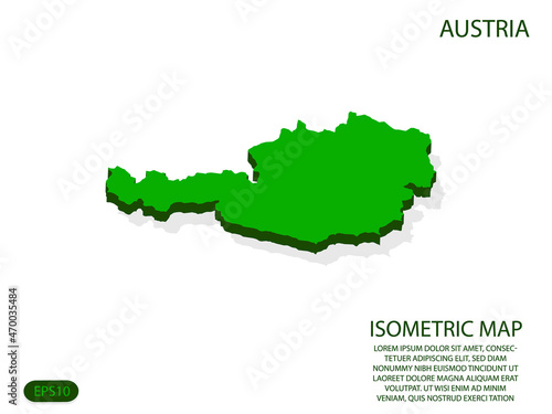 Green isometric map of Austria elements white background for concept map easy to edit and customize. eps 10