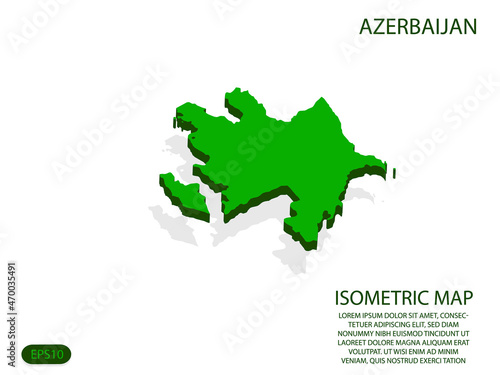 Green isometric map of Azerbaijan elements white background for concept map easy to edit and customize. eps 10