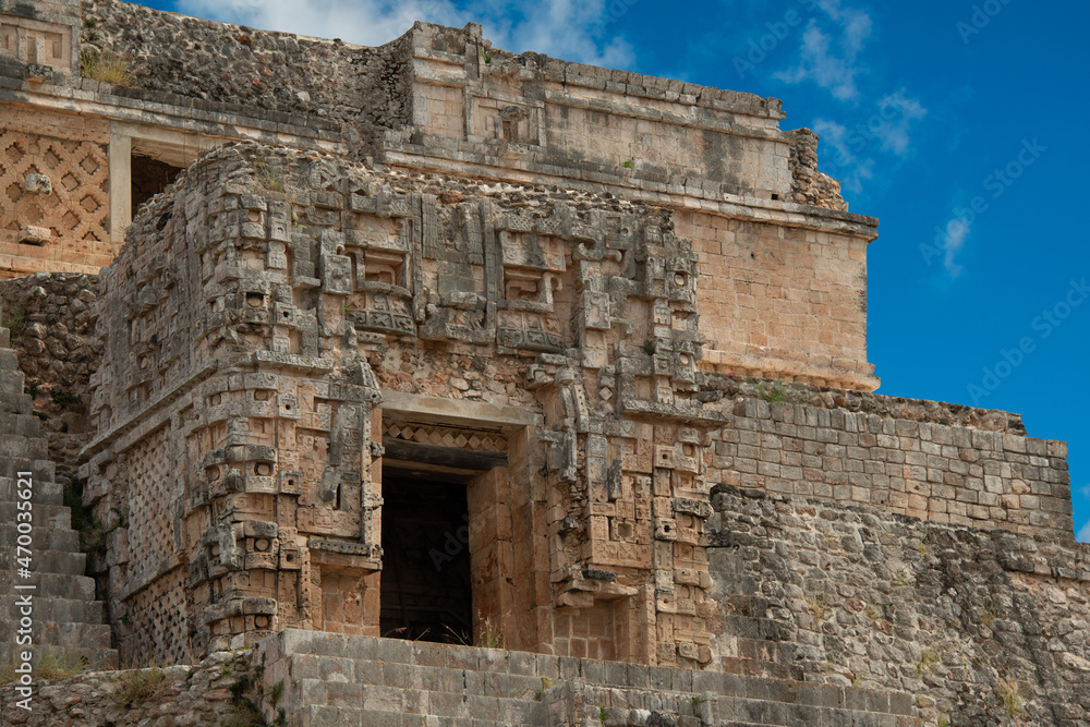 The Pyramid of the Sorcerer, main building of the ancient mayan city of Uxmal in Yucatan, Mexico