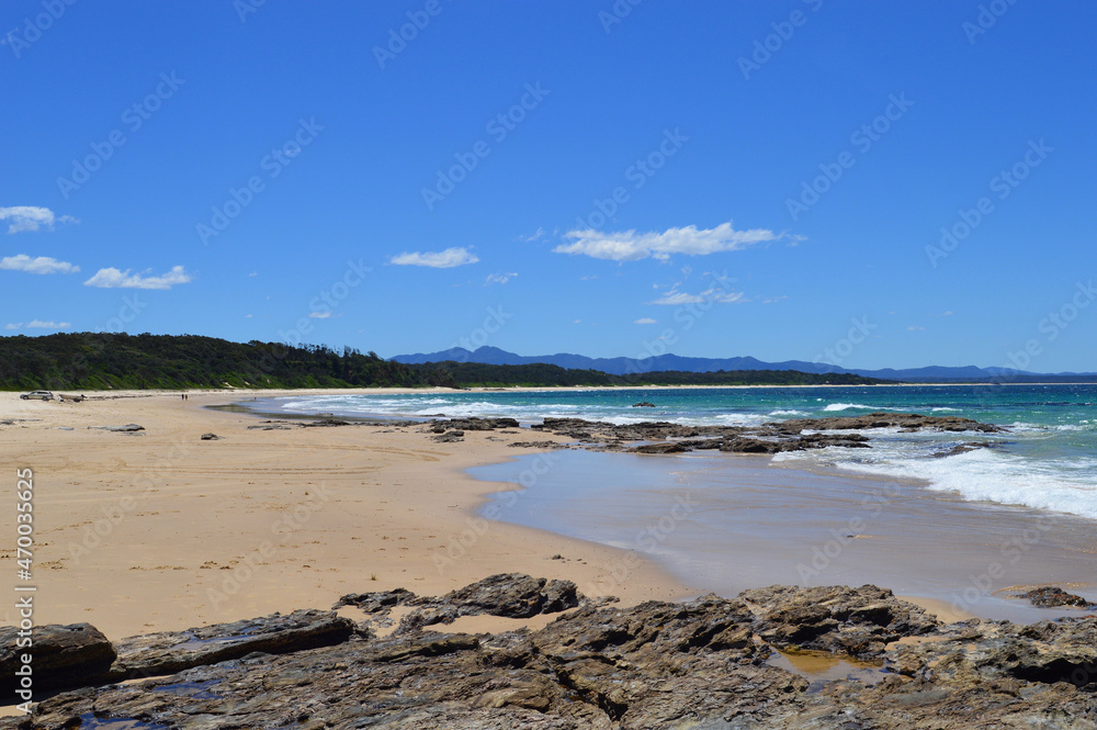 A view of the beach at Wenonah Head in NSW, Australia