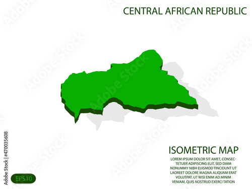 Green isometric map of Central African Republic elements white background for concept map easy to edit and customize. eps 10