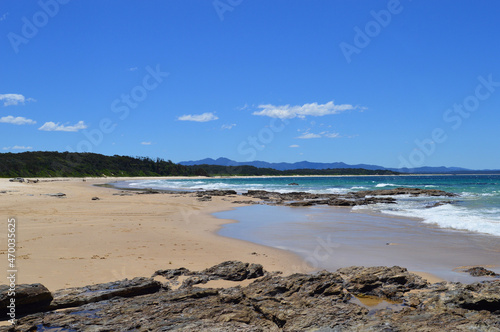 A view of the beach at Wenonah Head in NSW, Australia