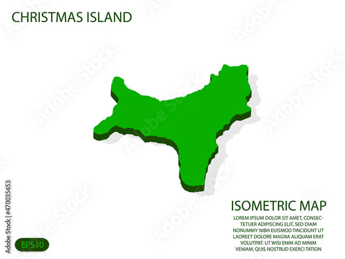 Green isometric map of Christmas Island elements white background for concept map easy to edit and customize. eps 10