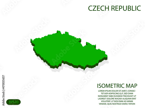 Green isometric map of Czech Republic elements white background for concept map easy to edit and customize. eps 10