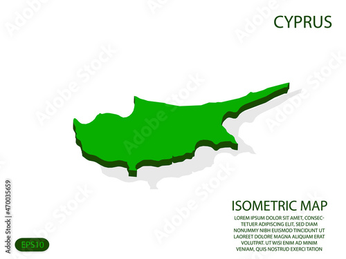 Green isometric map of Cyprus elements white background for concept map easy to edit and customize. eps 10