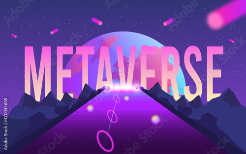 Concept of Future digital technology metaverse, colorful background. Vector illustration eps10