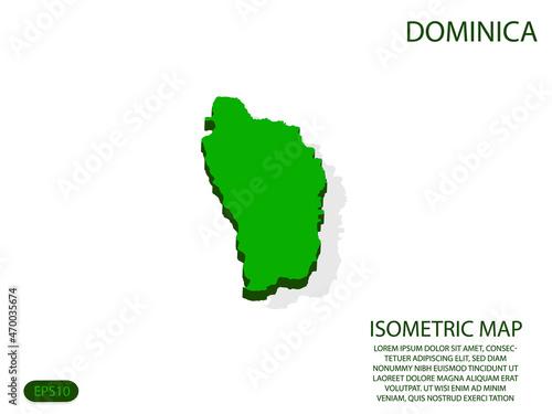 Green isometric map of Dominica elements white background for concept map easy to edit and customize. eps 10