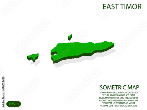 Green isometric map of East Timor elements white background for concept map easy to edit and customize. eps 10