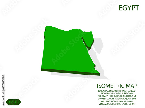 Green isometric map of Egypt elements white background for concept map easy to edit and customize. eps 10