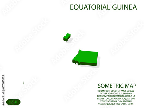 Green isometric map of Equatorial Guinea elements white background for concept map easy to edit and customize. eps 10