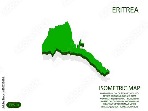 Green isometric map of Eritrea elements white background for concept map easy to edit and customize. eps 10