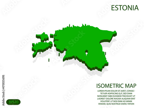 Green isometric map of Estonia elements white background for concept map easy to edit and customize. eps 10