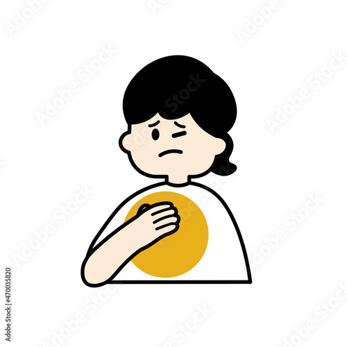 胸が痛い女性　アクセント付き　カラー