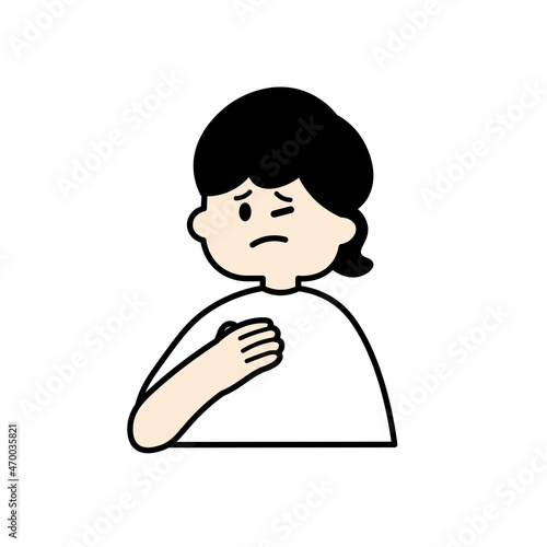胸が痛い女性　カラー