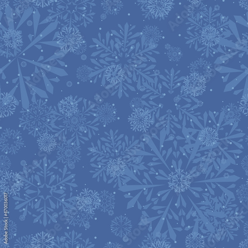 blue winter repetitive background with dots and snowflakes. vector seamless pattern. fabric swatch. wrapping paper. continuous print. design template for greeting card  banner  invitation  flyer