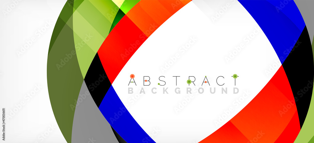 Geometric abstract background. Circle created with overlapping color shapes. Vector Illustration For Wallpaper, Banner, Background, Landing Page Geometric abstract background. Circle created with overlapping color shapes. Vector Illustration For Wallpaper, Banner, Background, Landing Page