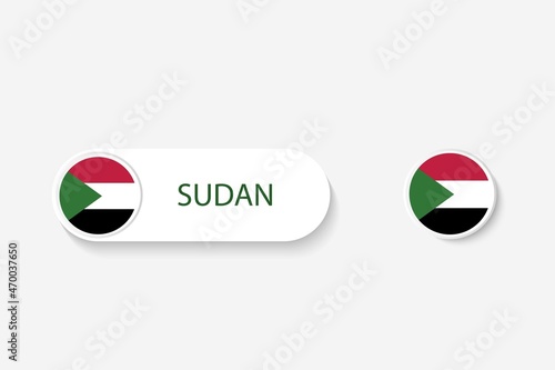 Free Download Sudan button flag in illustration of oval shaped with word of Sudan. And button flag Sudan. - GFXLoad