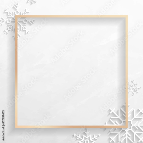Golden Christmas frame social ads template vector