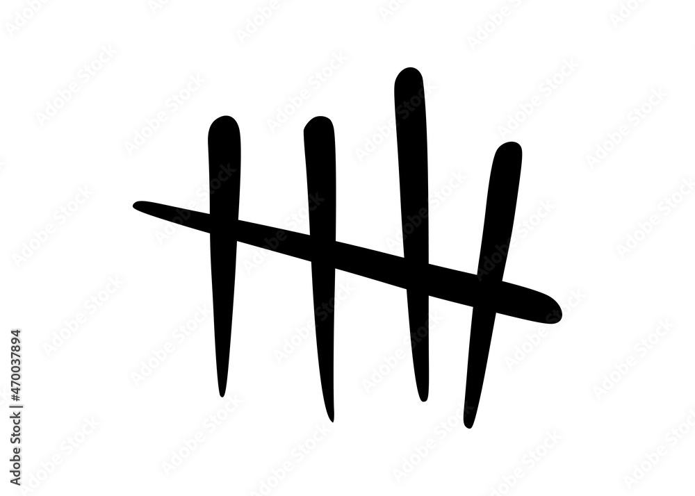 Tally marks to count days in prison. Tally marks for math lessons isolated on white background. Vector illustration Tally marks to count days in prison. Tally marks for math lessons isolated on white background. Vector illustration