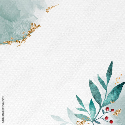 Shimmering watercolor leafy frame vector
