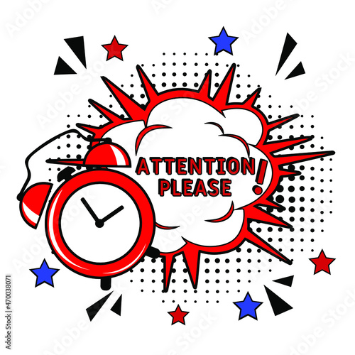 Attention please! in comic pop art style. Attention please! brainy game word. Comic book explosion with text Attention please! Vector bright cartoon illustration in retro pop art style. 