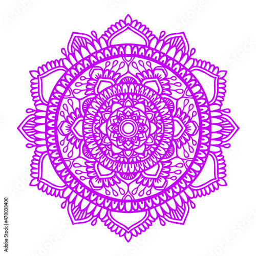 purple mandala illustration design with radial ornament