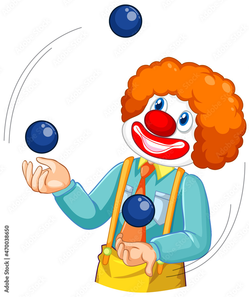 Naklejka premium A clown juggling balls on white background