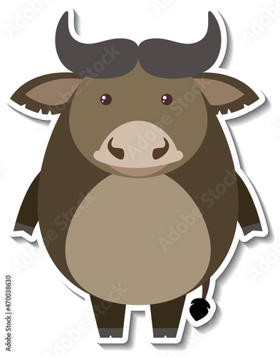 Chubby bull animal cartoon sticker