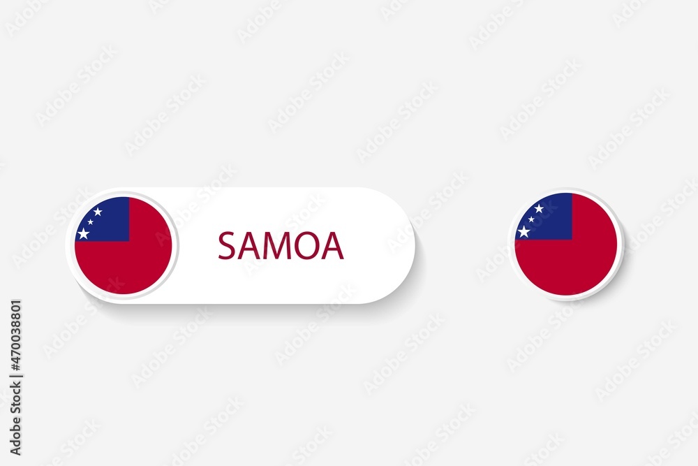 Samoa button flag in illustration of oval shaped with word of Samoa. And button flag Samoa. Samoa button flag in illustration of oval shaped with word of Samoa. And button flag Samoa.