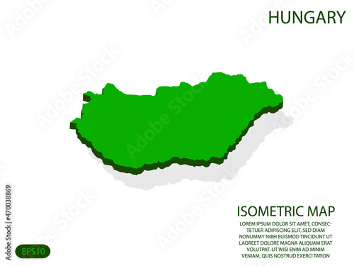 Green isometric map of Hungary elements white background for concept map easy to edit and customize. eps 10