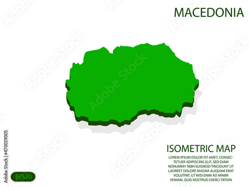 Green isometric map of Macedonia elements white background for concept map easy to edit and customize. eps 10