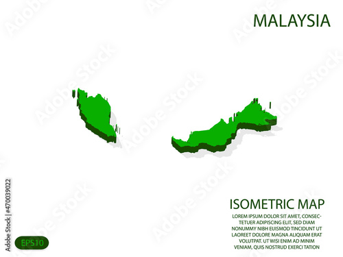 Green isometric map of Malaysia elements white background for concept map easy to edit and customize. eps 10