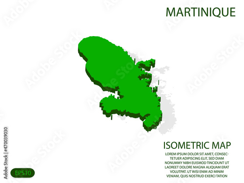 Green isometric map of Martinique elements white background for concept map easy to edit and customize. eps 10