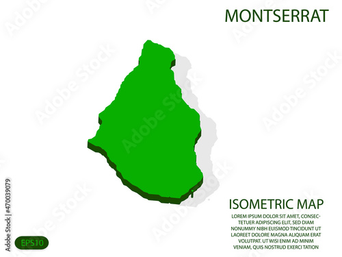Green isometric map of Montserrat elements white background for concept map easy to edit and customize. eps 10