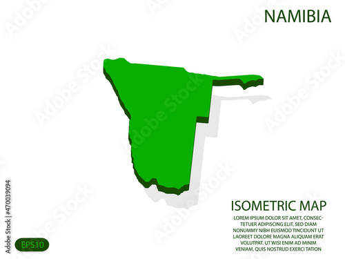 Green isometric map of Namibia elements white background for concept map easy to edit and customize. eps 10