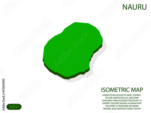 Green isometric map of Nauru elements white background for concept map easy to edit and customize. eps 10