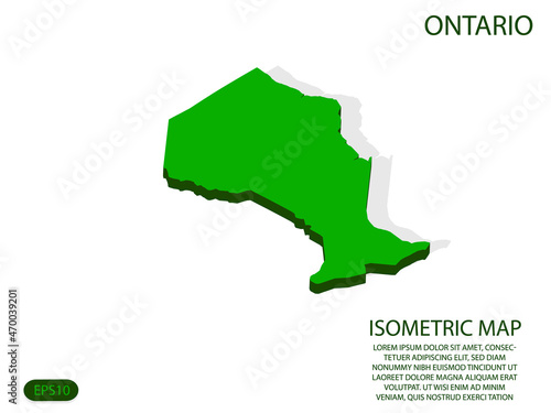 Green isometric map of Ontario elements white background for concept map easy to edit and customize. eps 10